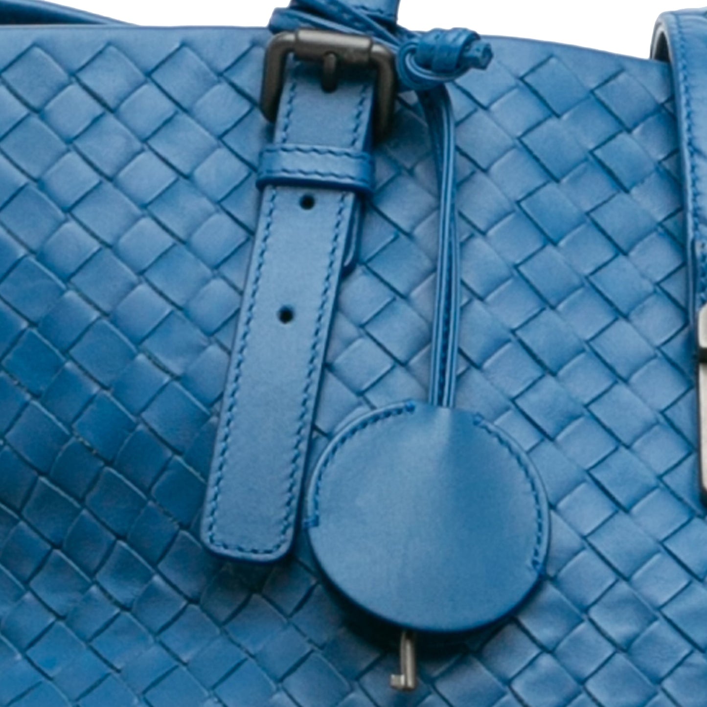 Blue Bottega Veneta Medium Nappa Intrecciato Roma Tote