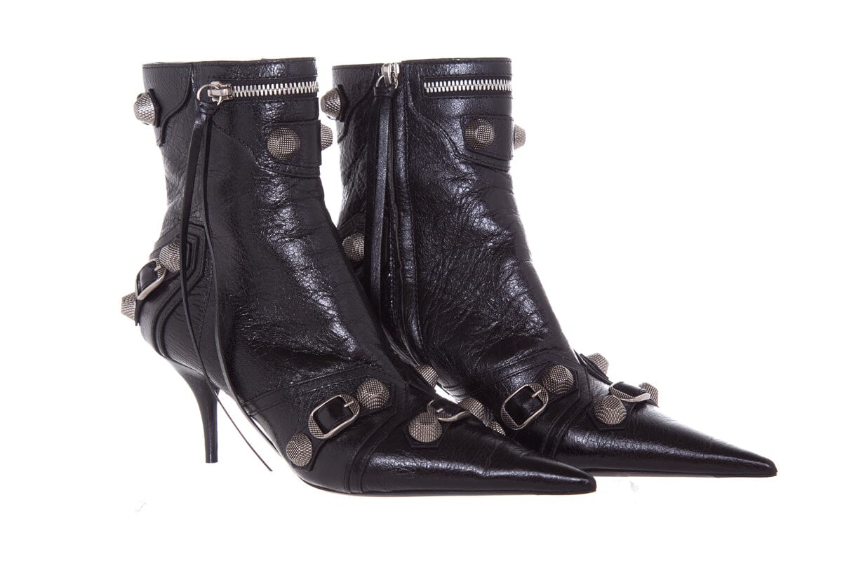 Balenciaga '22 Cagole Black Lambskin Leather Boots SZ 37