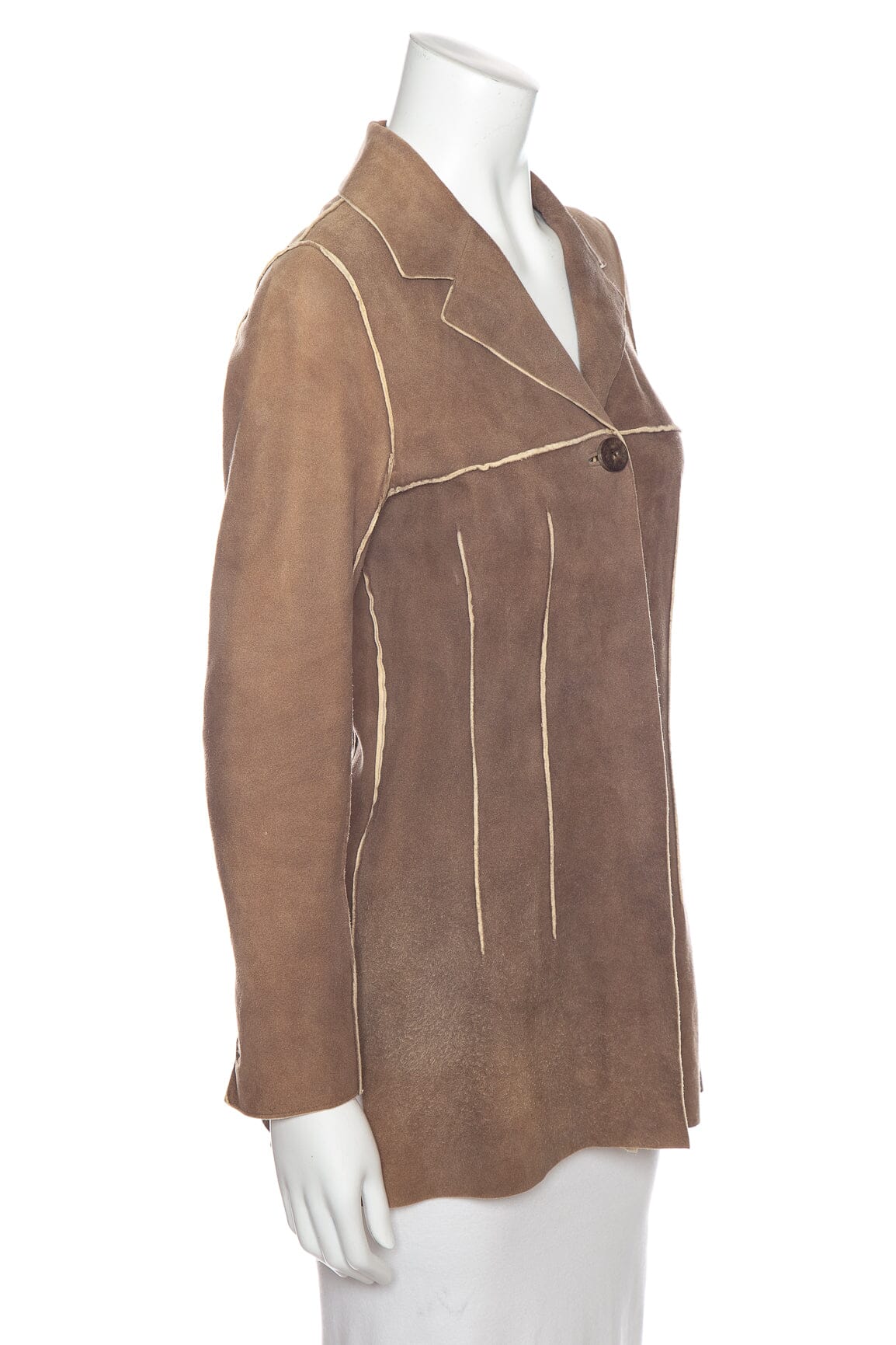 Chanel Brown Suede Deer Leather Jacket SZ 38