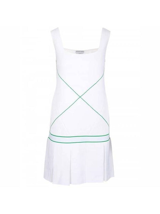 Bottega Veneta Paraket Stitch Sleeveless Tennis Midi Dress White