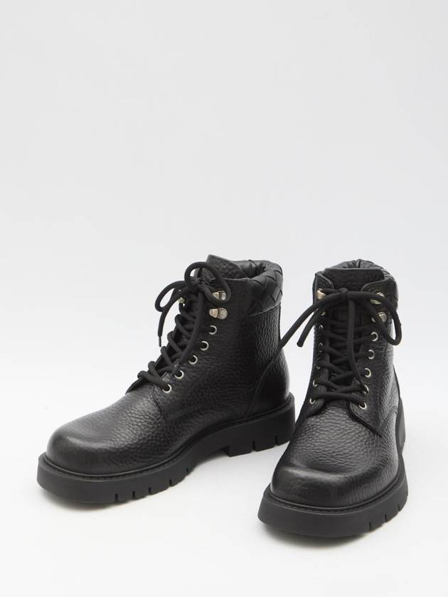 Bottega Veneta Haddock Leather Combat Boots Black