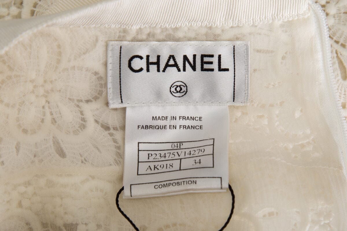 Chanel Ivory Floral Eyelet Skirt SZ 34