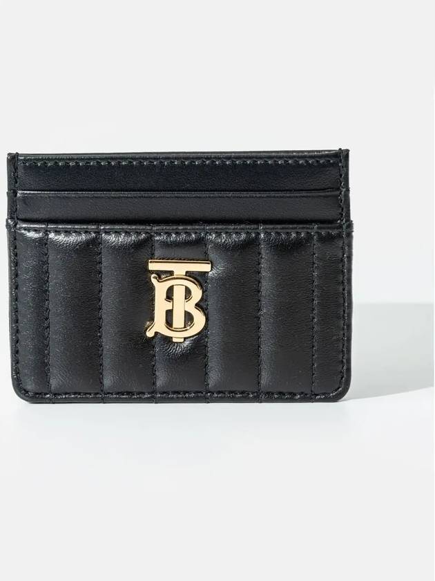Burberry Quilted Leather Lola Card Case Black Light Gold