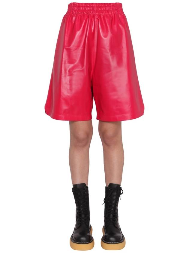 Bottega Veneta Women's Shiny Leather Bermuda Shorts Snapdragon