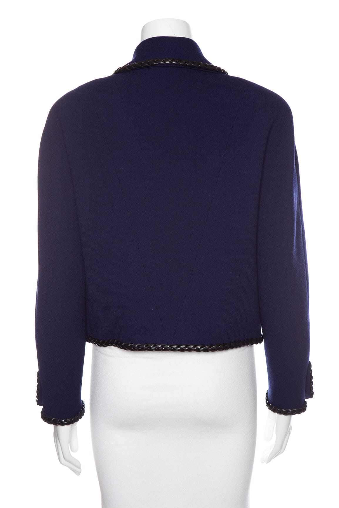 Chanel Vintage Navy & Black Leather Trim Jacket SZ N/A