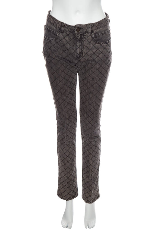 Chanel Grey Quilted Detail Skinny Jeans SZ 38