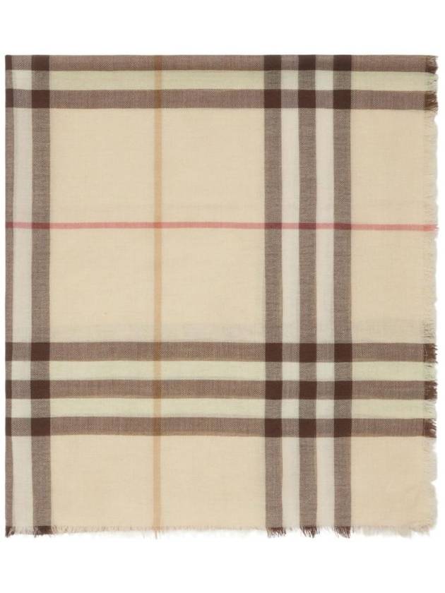 Burberry Check Lightweight Wool Scarf Alabaster