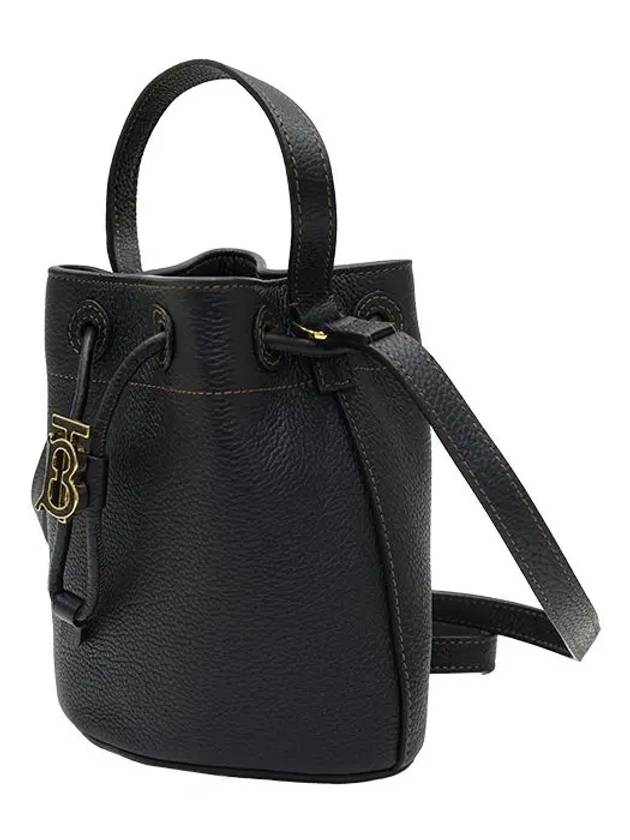 Burberry Mini Grainy Leather TB Bucket Bag Black