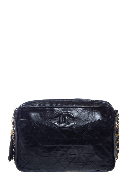 Chanel Black Quilted Camera Handbag