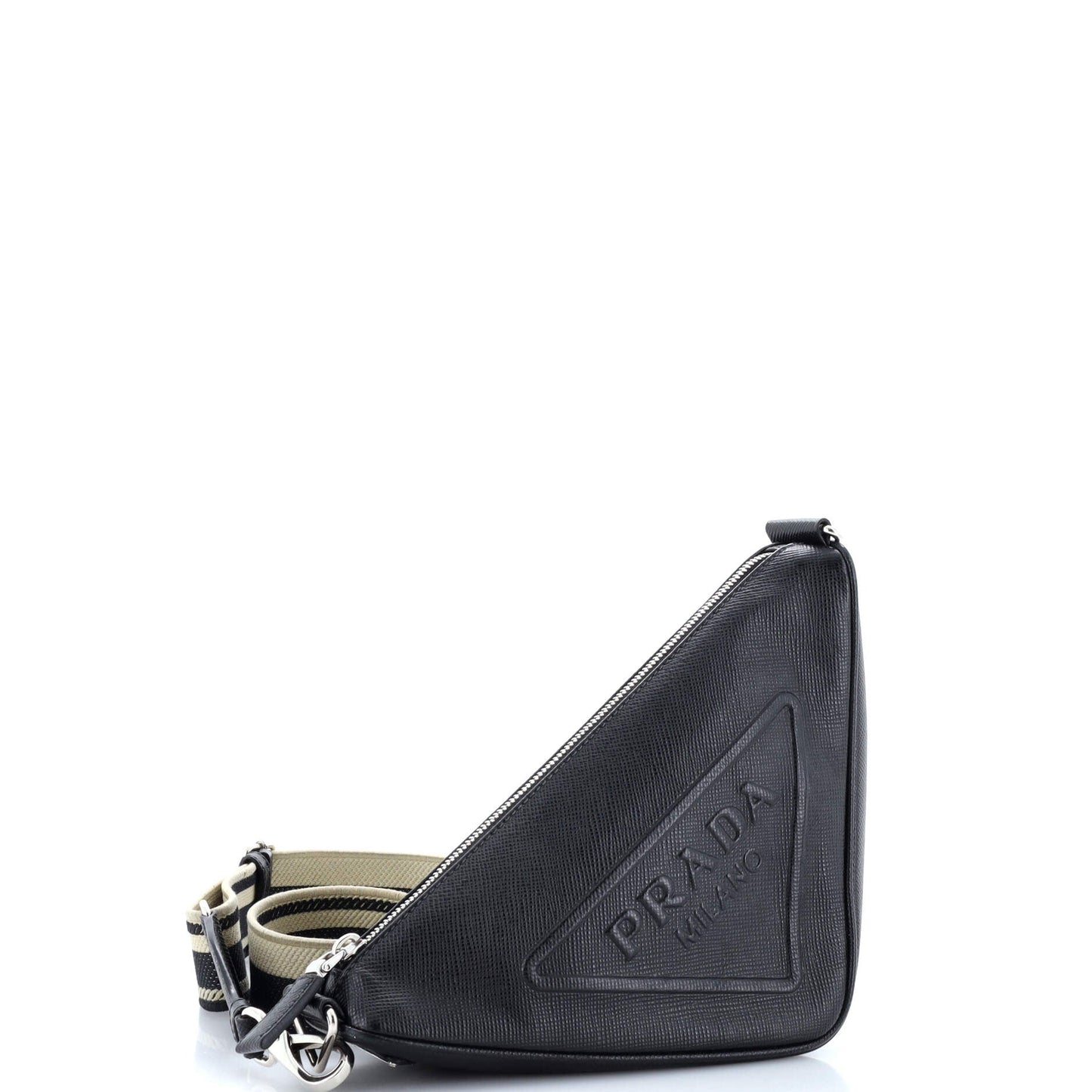 Triangle Logo Zip Crossbody Bag Leather Small