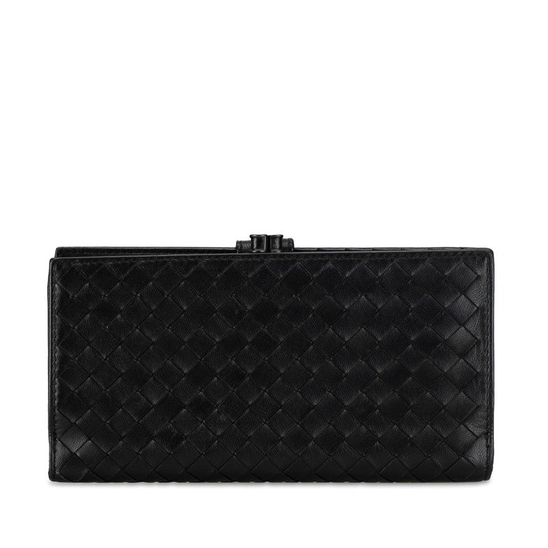 Bottega Veneta Intrecciato Leather Long Wallet Black