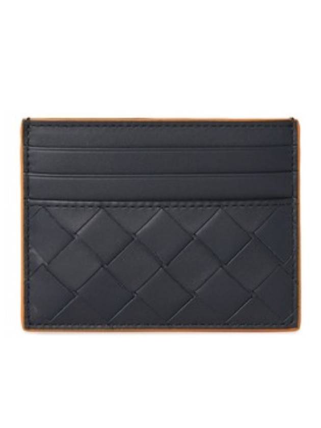 Bottega Veneta Intrecciato Leather Card Wallet Navy