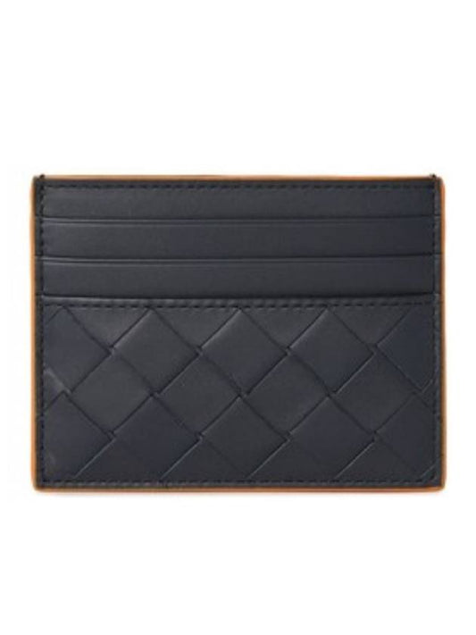 Bottega Veneta Intrecciato Leather Card Wallet Navy