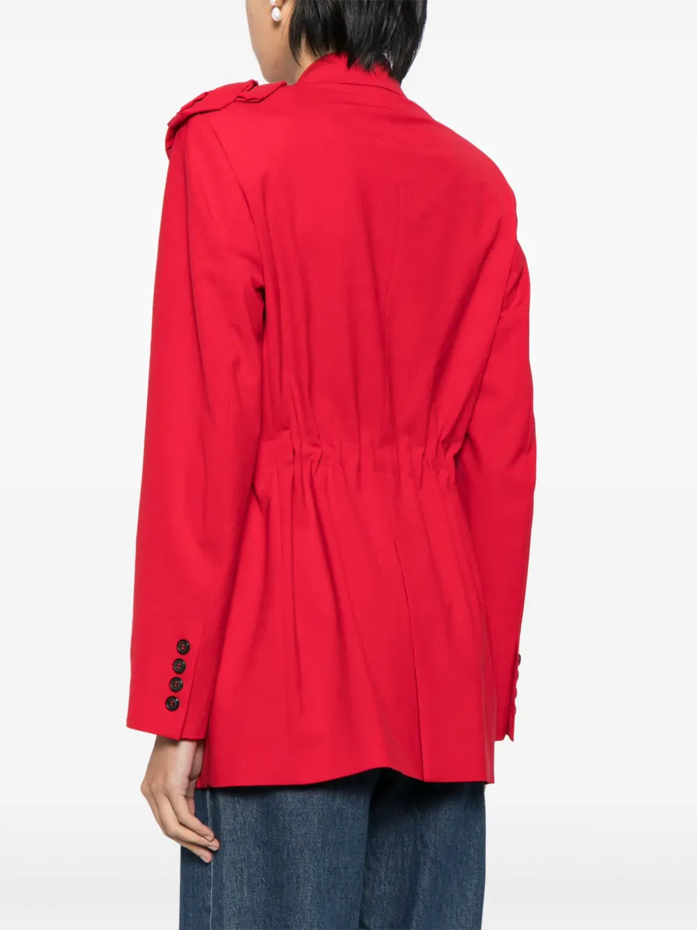 Valentino Floral Appliqué V-Neck Blazer