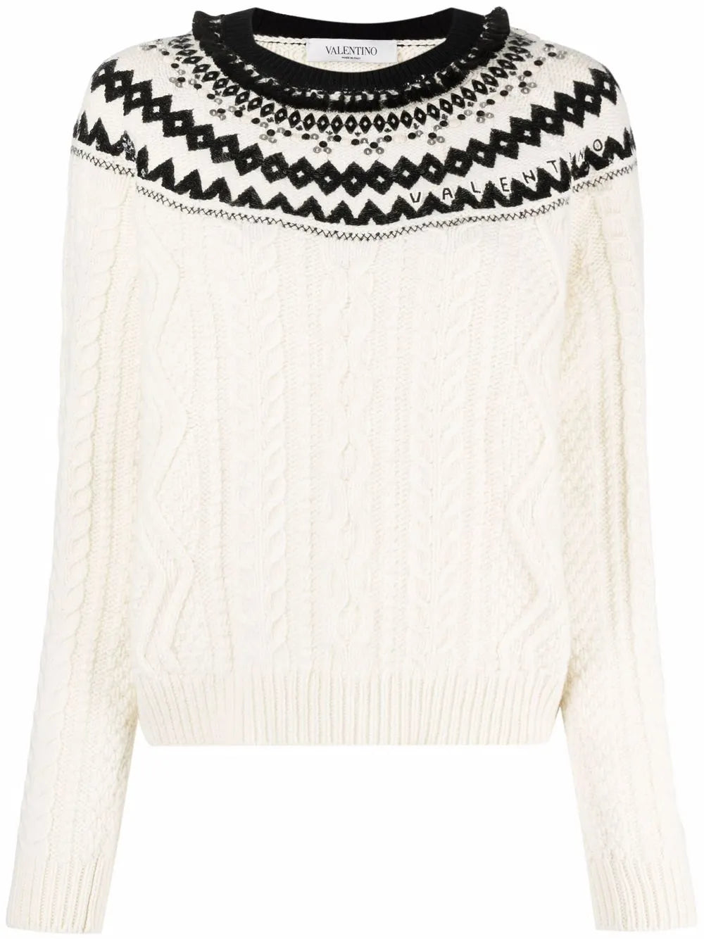 Valentino Foulard Archive Cable-Knit Jumper Regular 10 (M) White