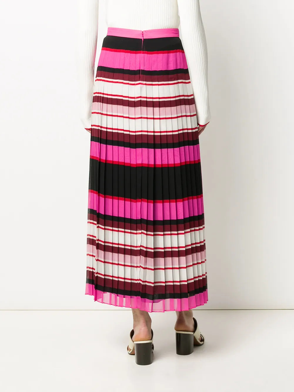 Valentino Garavani Striped Pleated Silk Skirt