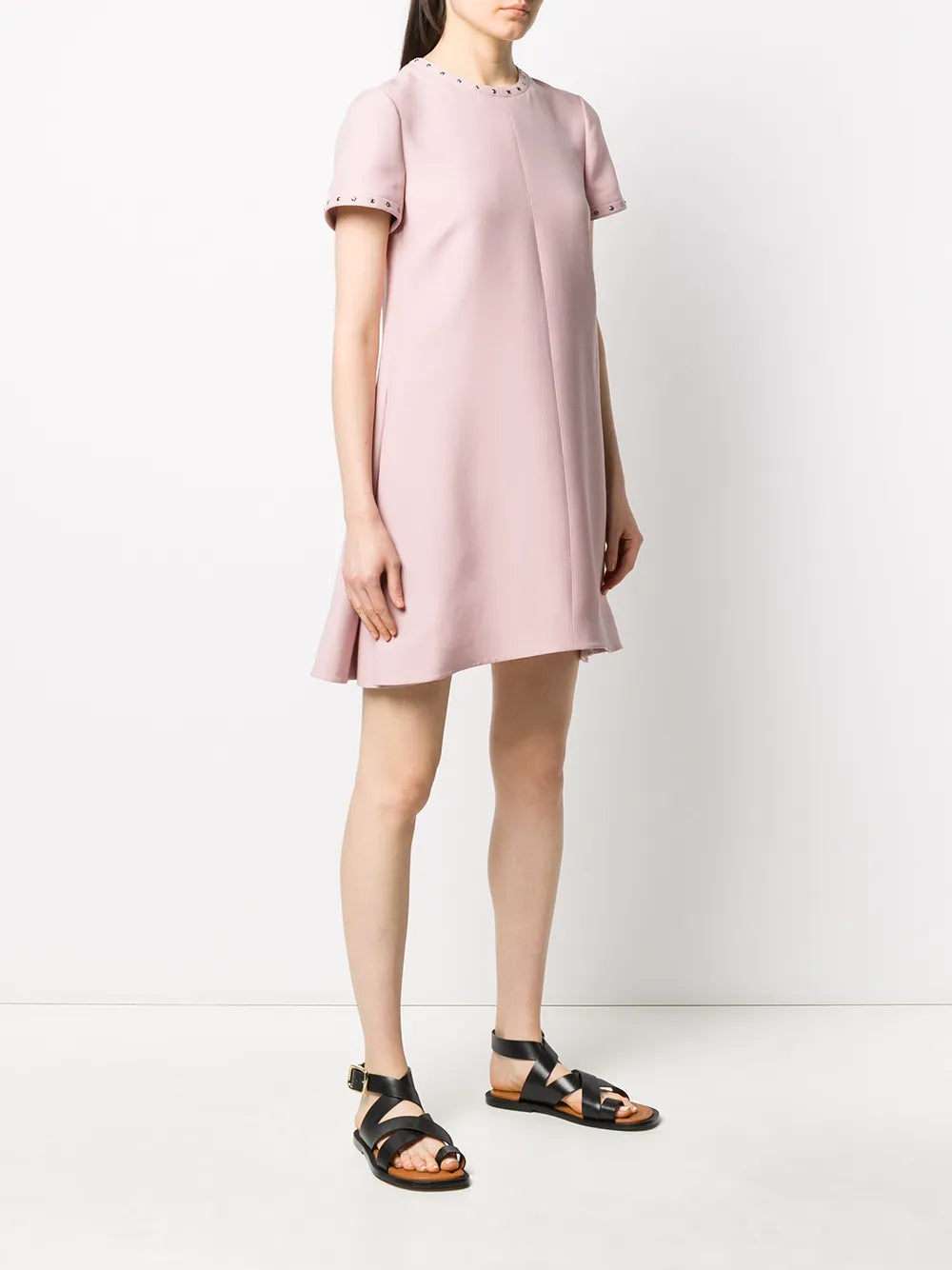 Valentino Garavani Embellished Trim Flared Dress