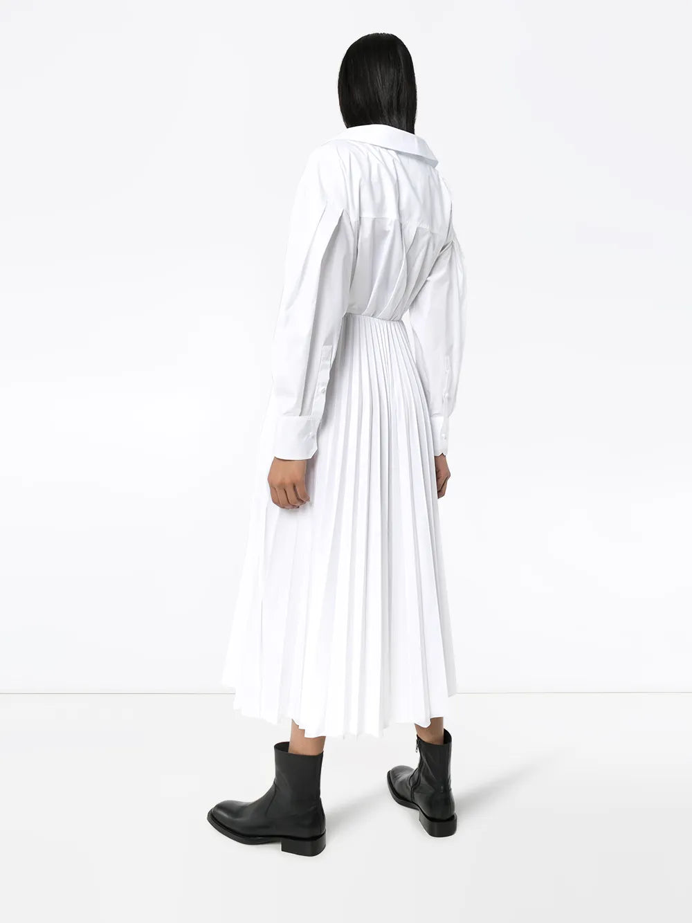 Valentino Garavani Wrap Pleated Shirt Dress 42 White