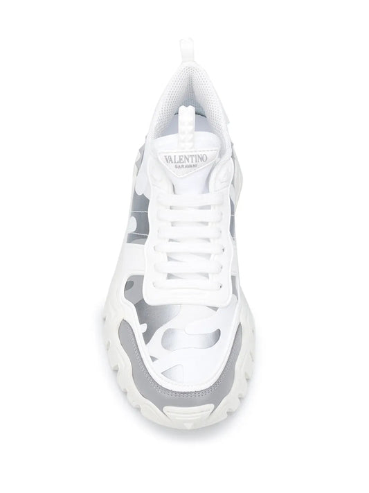 Valentino Garavani Rockrunner Plus Low-Top Sneakers 35 White,Silver,Gray,
