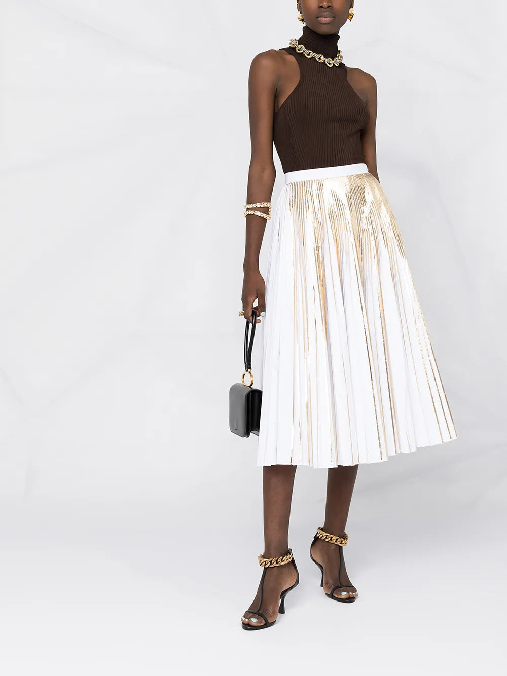Valentino Garavani Metallic-Effect Pleated Skirt