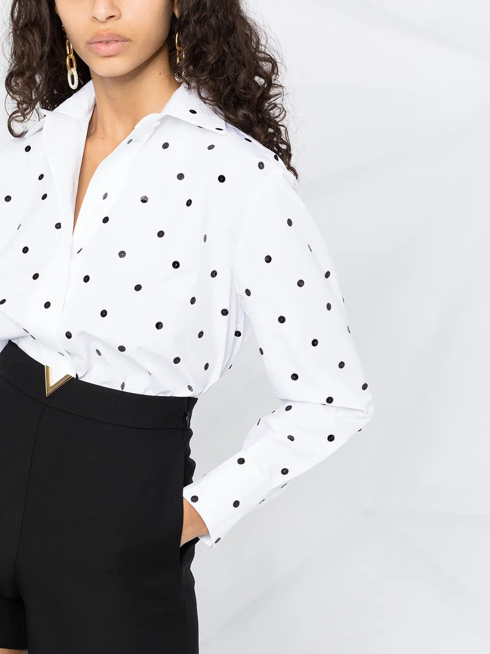 Valentino Garavani Sequin Polka Dot Embroidered Shirt