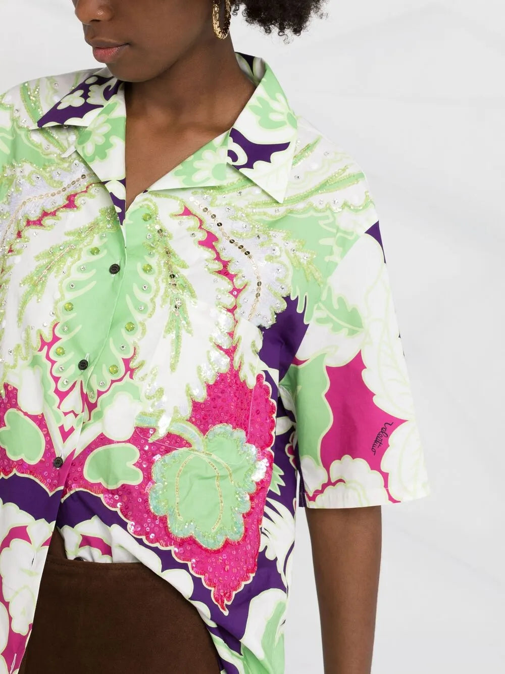 Valentino Garavani Embellished Floral-Print Shirt