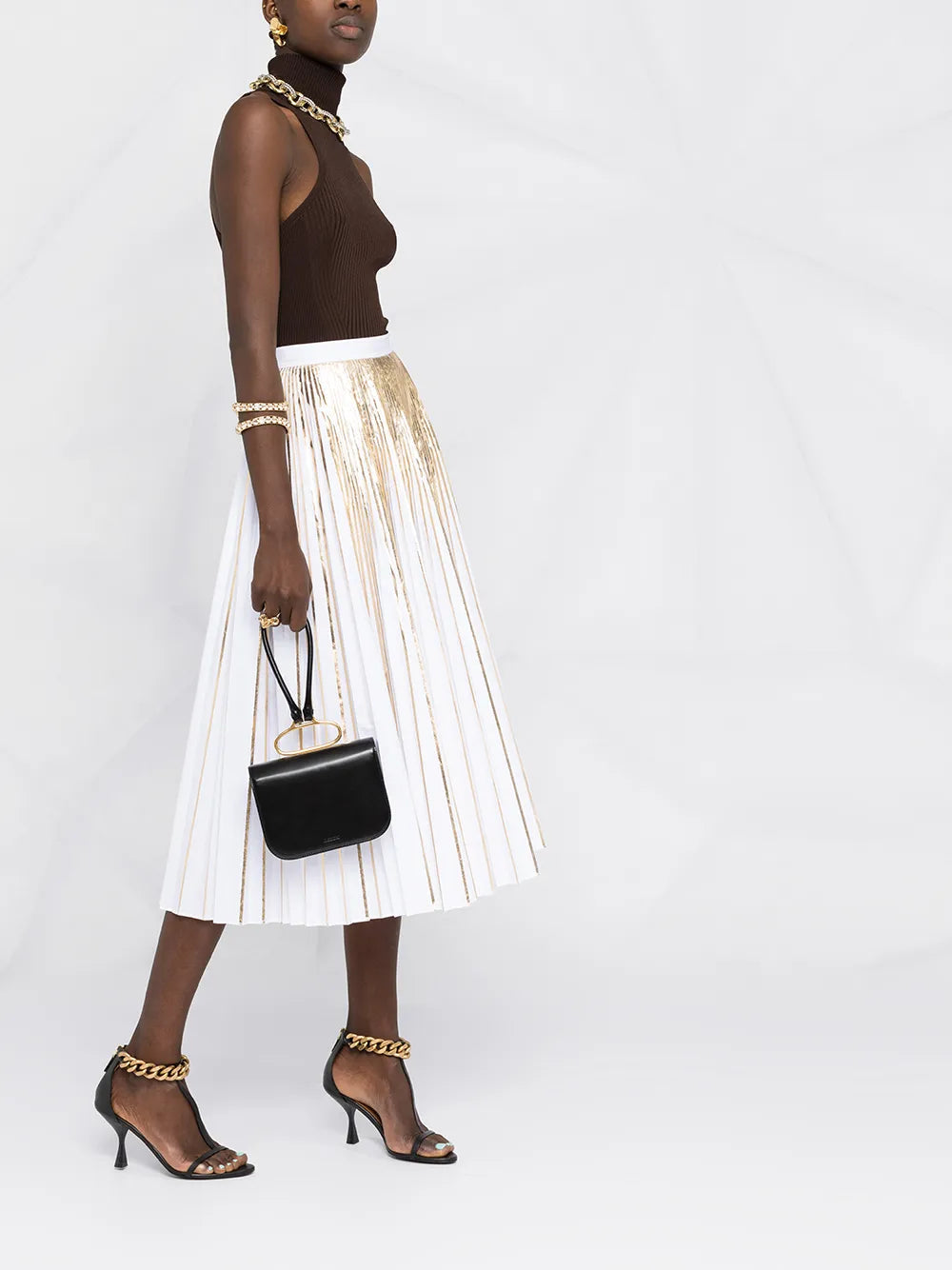 Valentino Garavani Metallic-Effect Pleated Skirt