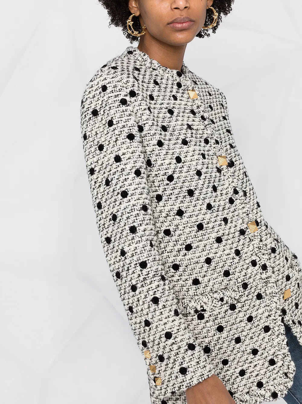 Valentino Garavani Roman Stud Polka-Dot Tweed Jacket