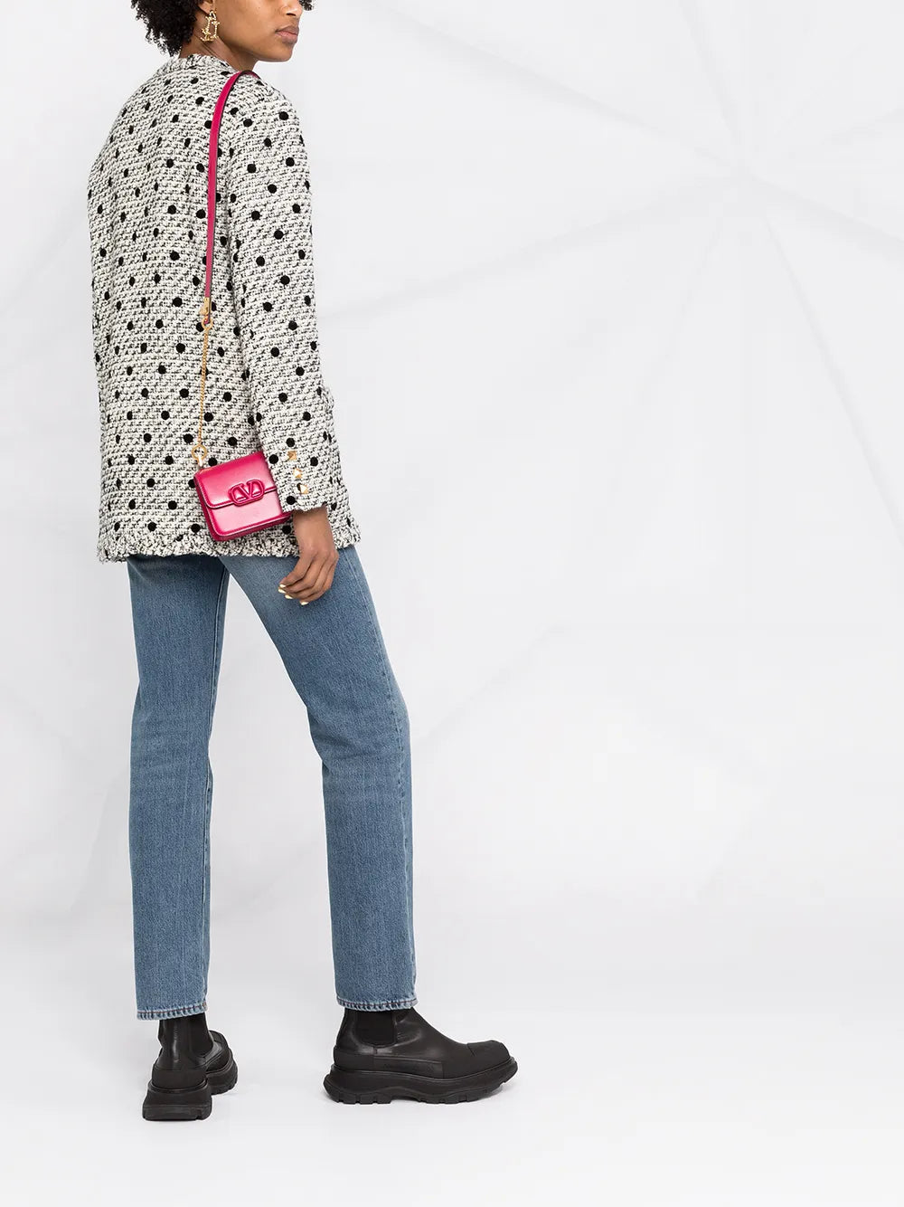 Valentino Garavani Roman Stud Polka-Dot Tweed Jacket