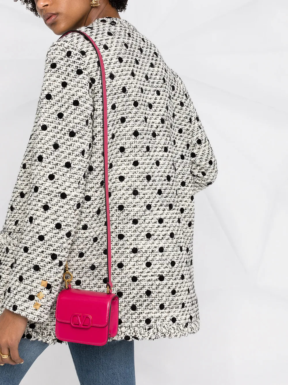 Valentino Garavani Roman Stud Polka-Dot Tweed Jacket