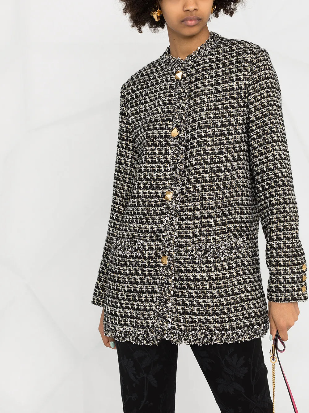Valentino Garavani Tweed Sequin Embellished Jacket