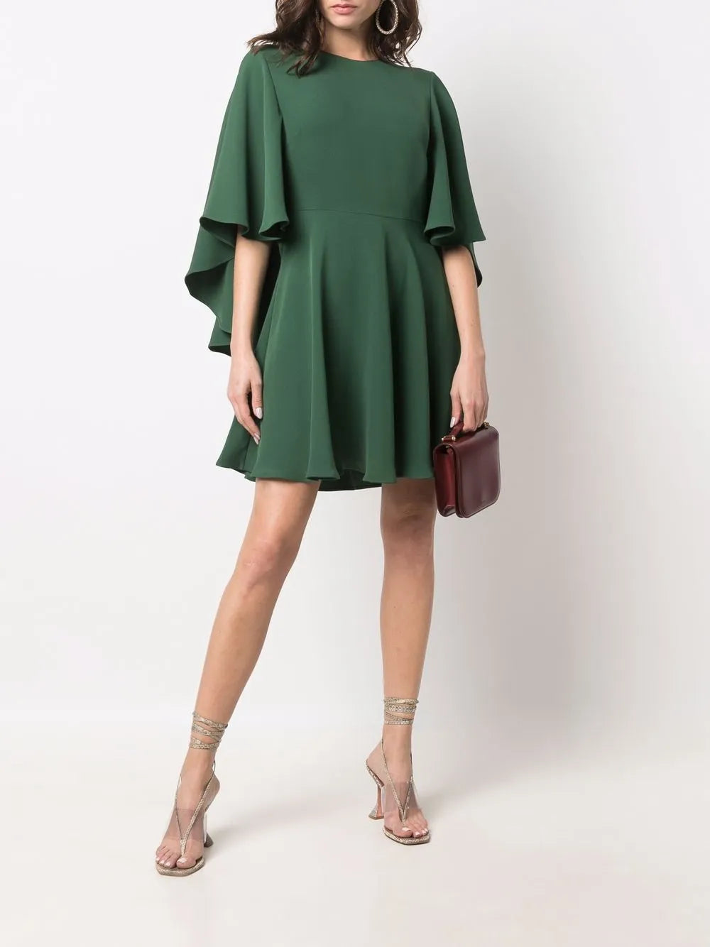 Valentino Garavani Flared Mini Dress 44 Green