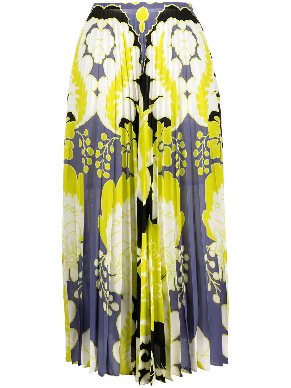 Valentino Garavani Pleated Print Skirt 38 Black,Green,White