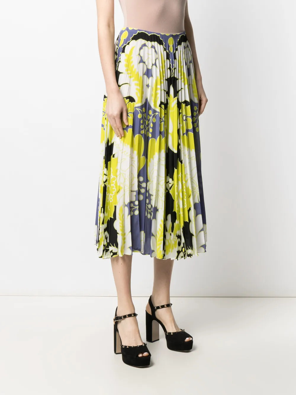 Valentino Garavani Pleated Print Skirt
