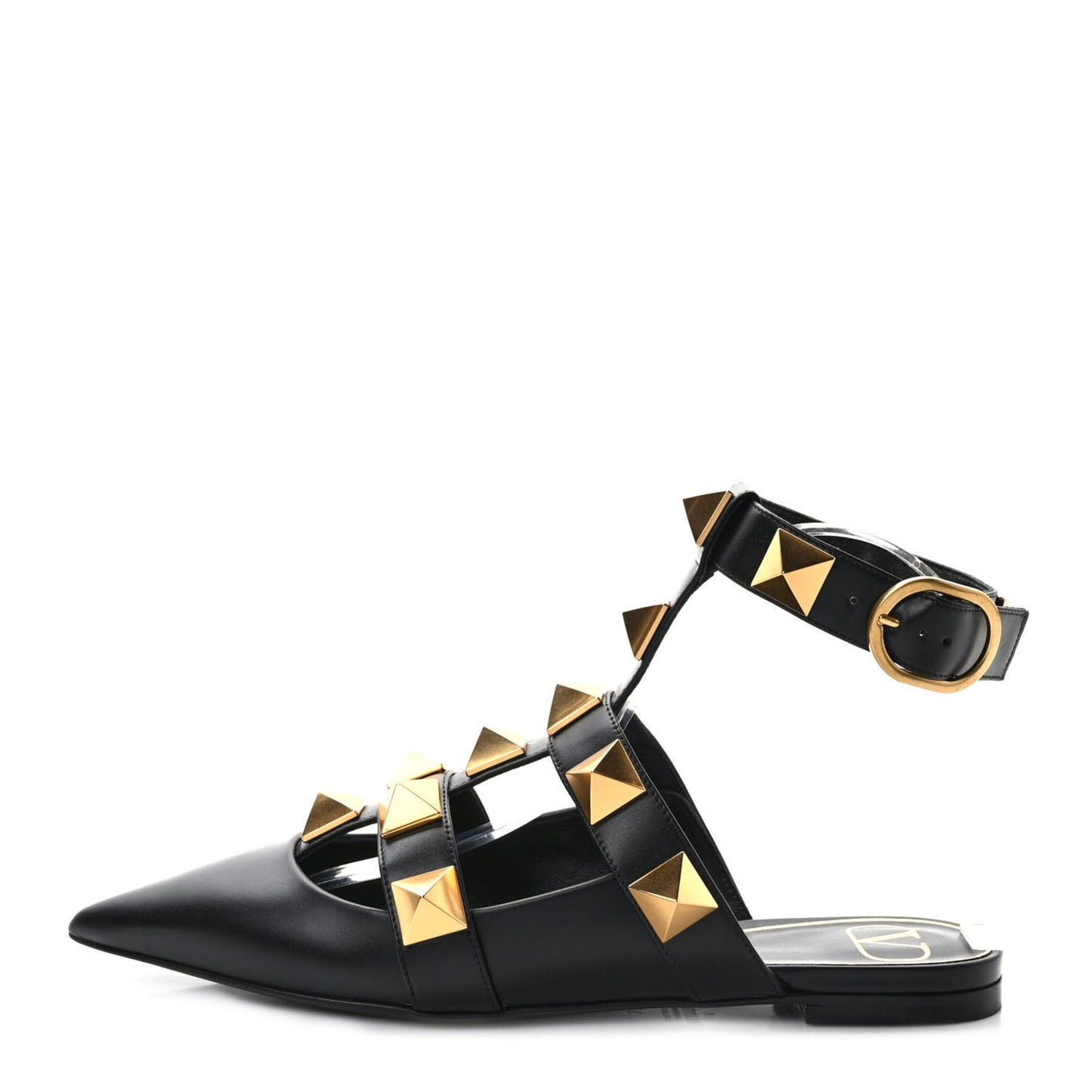 Valentino Garavani Roman Stud Calfskin Low Ballet Flat 37.5 Black