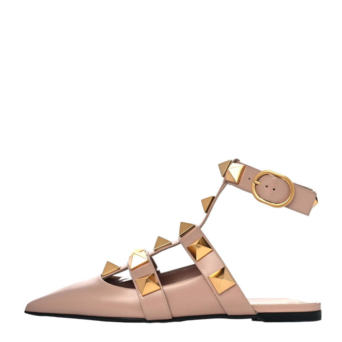 Valentino Garavani Roman Stud Calfskin Low Ballet Flat 36.5 Beige