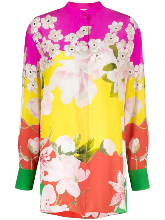 Valentino Garavani Floral Drape Blouse 38 Multicolor