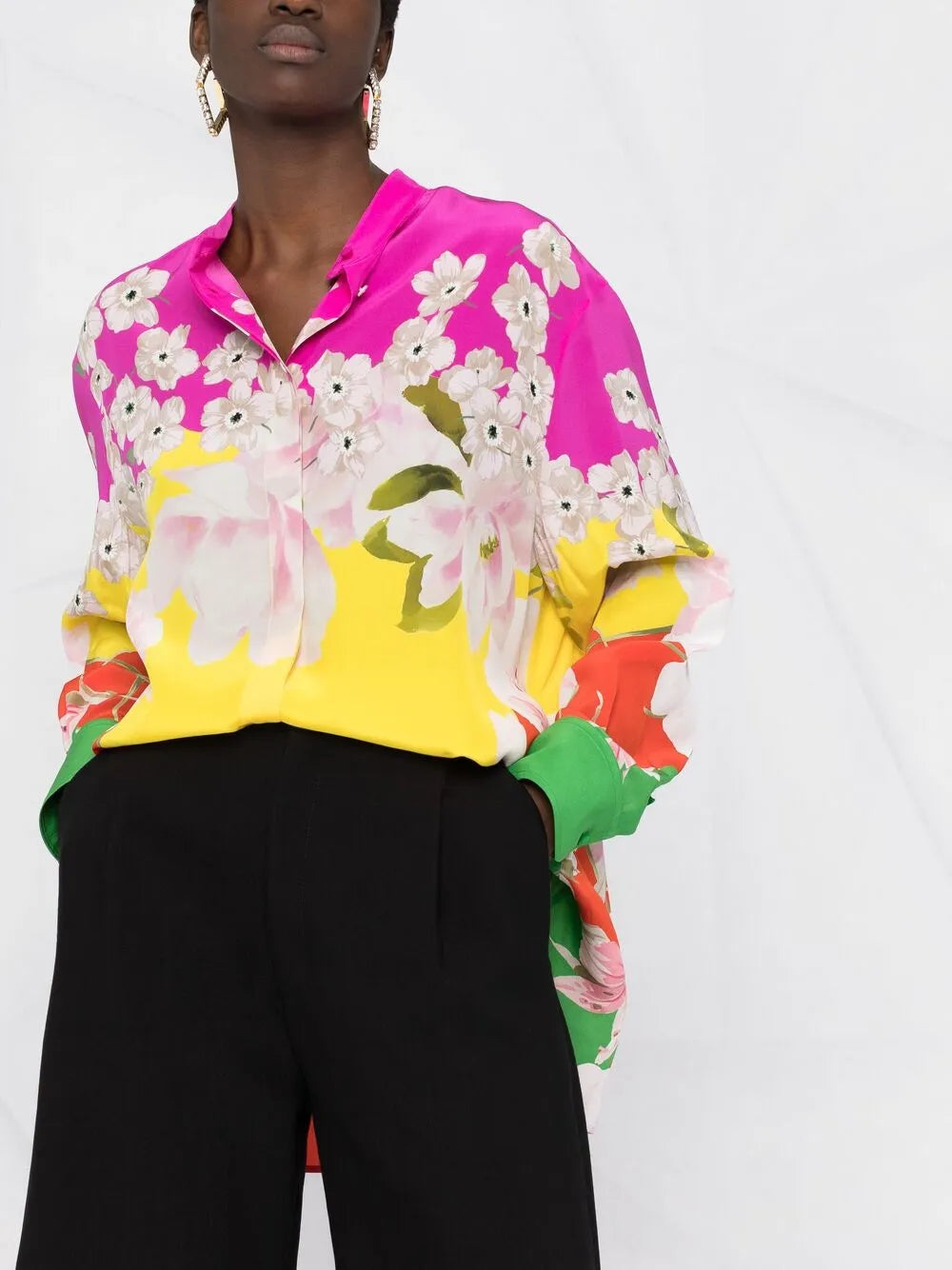 Valentino Garavani Floral Drape Blouse
