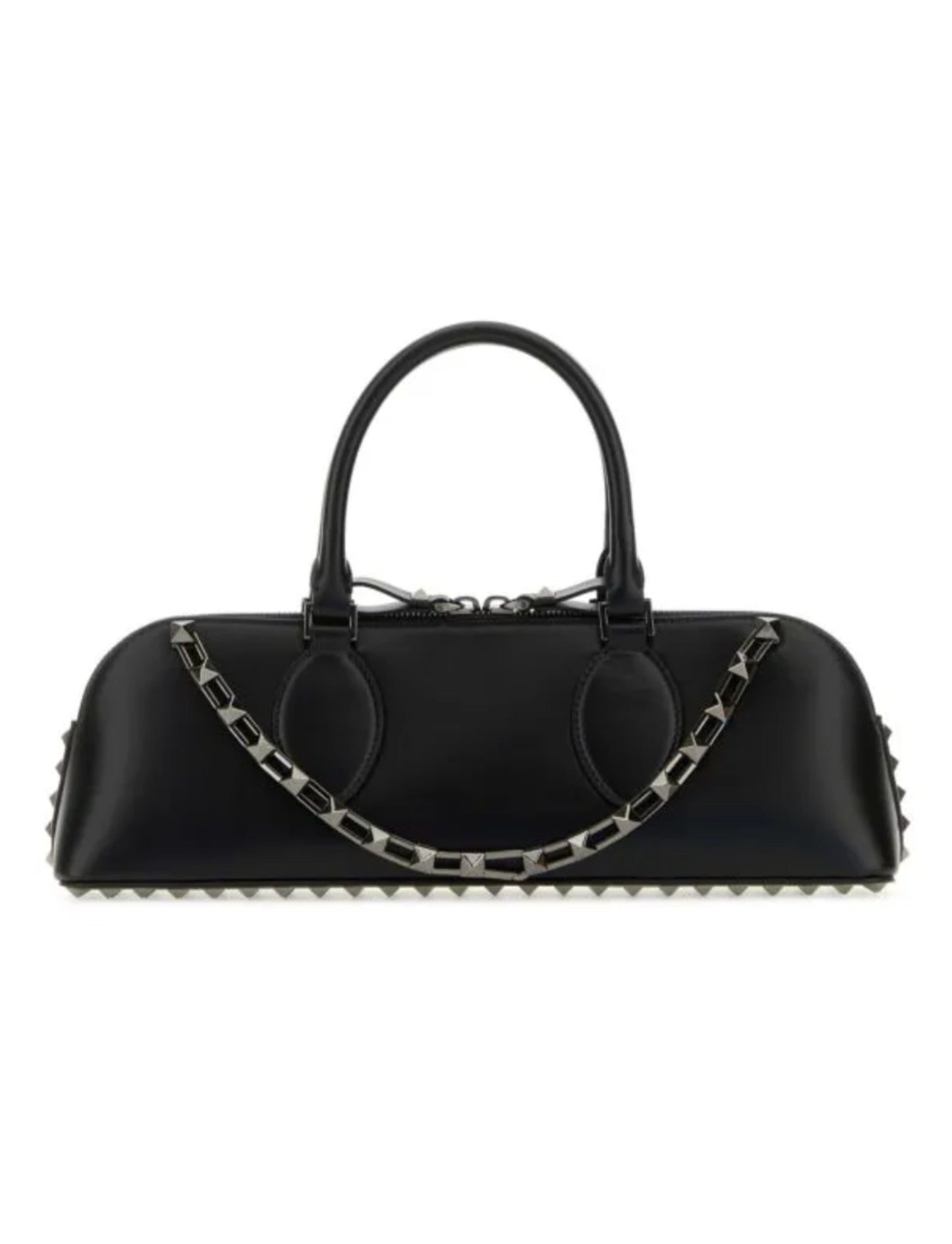 Valentino Garavani Leather Rockstud East-West Handbag ONE SIZE Black