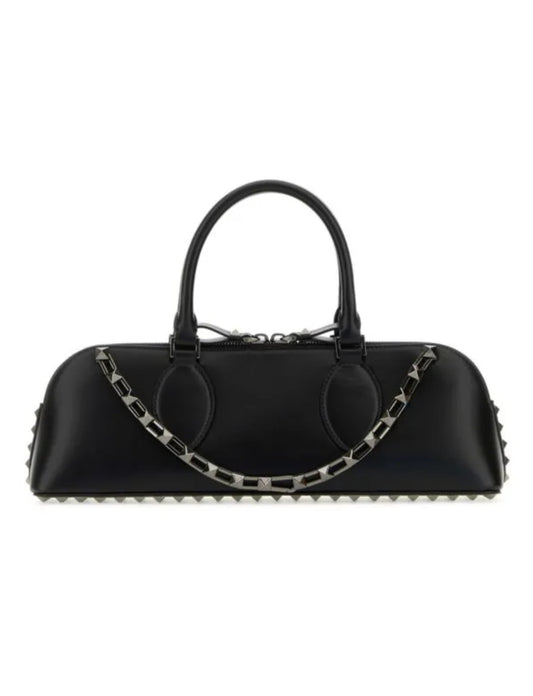 Valentino Garavani Leather Rockstud East-West Handbag ONE SIZE Black