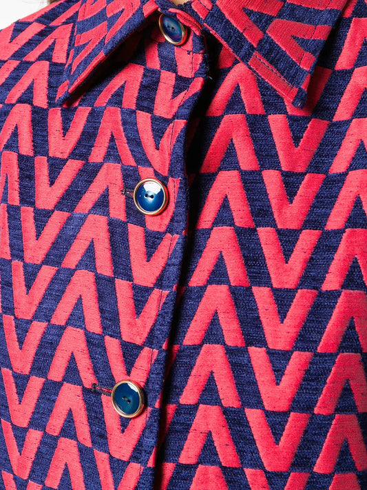 Valentino Garavani Brocade Coat 40 Brown,Blue