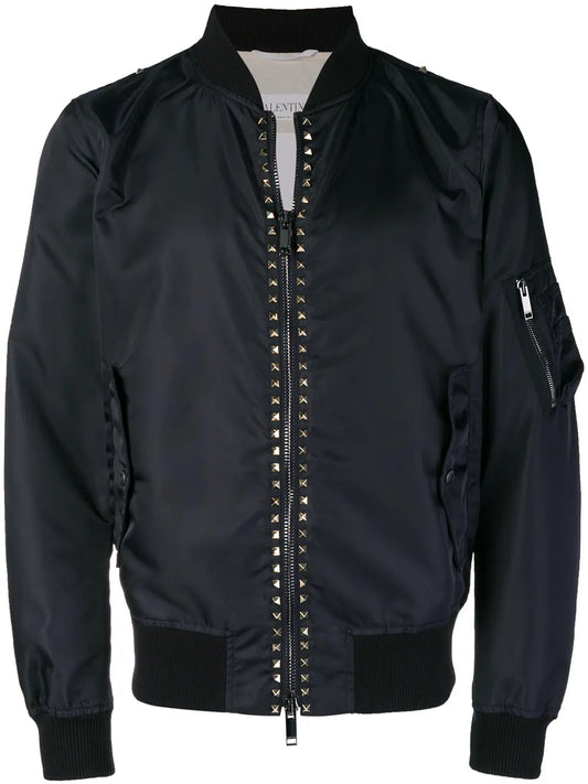 Valentino Garavani Rockstud Untitled Bomber Jacket 44" Waist Navy