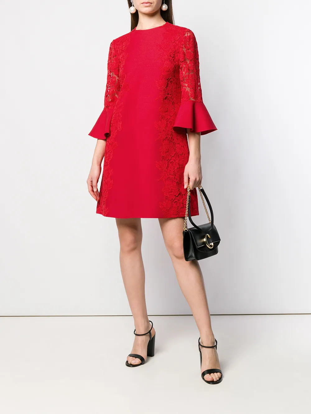 Valentino Garavani Floral Lace Panel Shift Dress