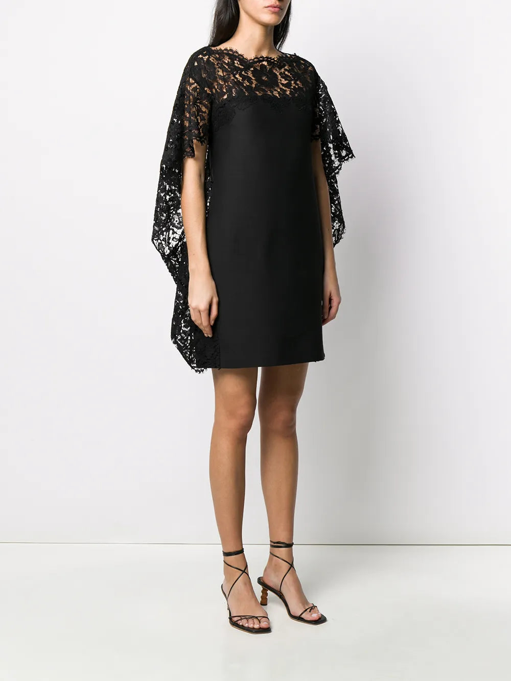 Valentino Garavani Cape-Style Lace-Embellished Dress