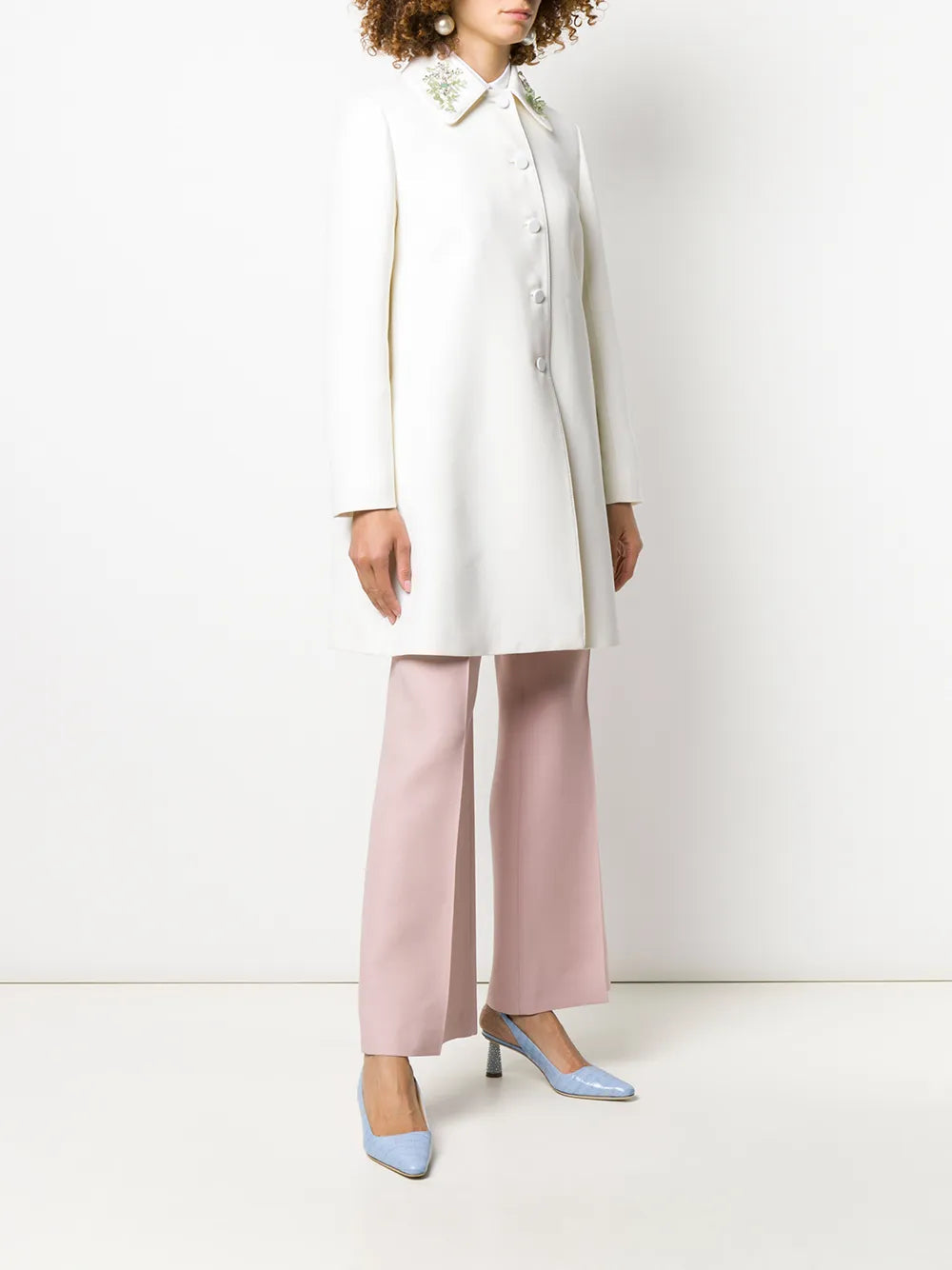 Valentino Garavani Embroidered Collar Double-Breasted Coat