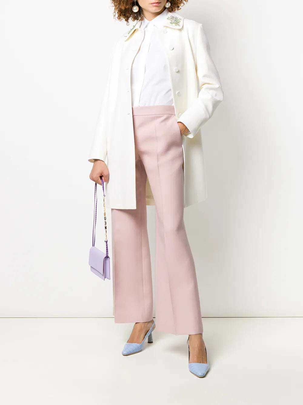 Valentino Garavani Embroidered Collar Double-Breasted Coat