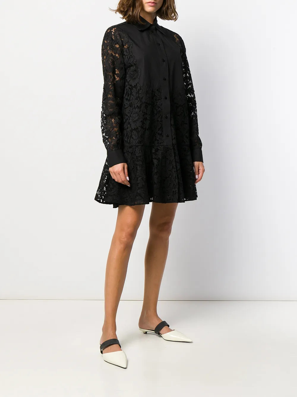 Valentino Garavani Short Button-Up Lace Dress