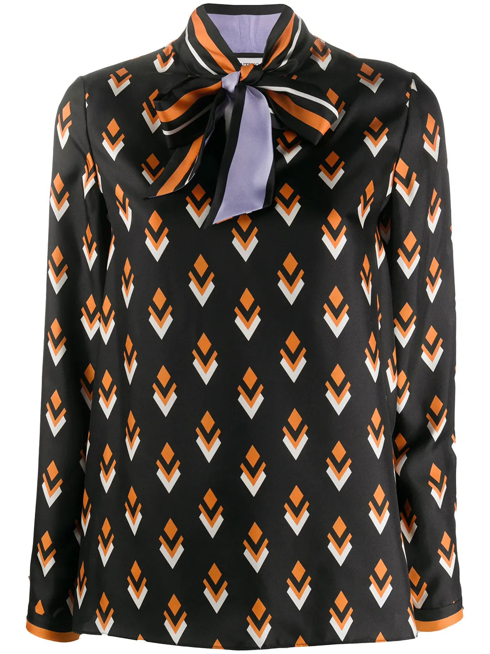 Valentino Garavani Pussy-Bow Diamond-Print Silk Top