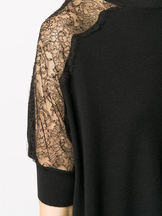 Valentino Garavani Lace Panel Detail Knitted Top Regular 4 (S) Navy,Black