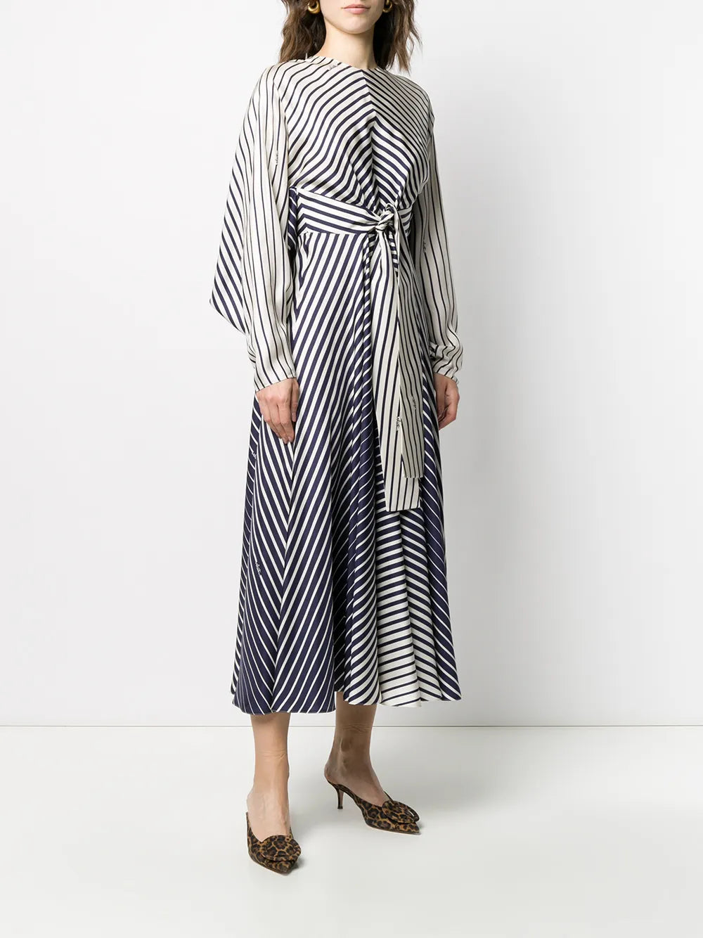 Valentino Garavani Stripe Tie-Waist Maxi Dress